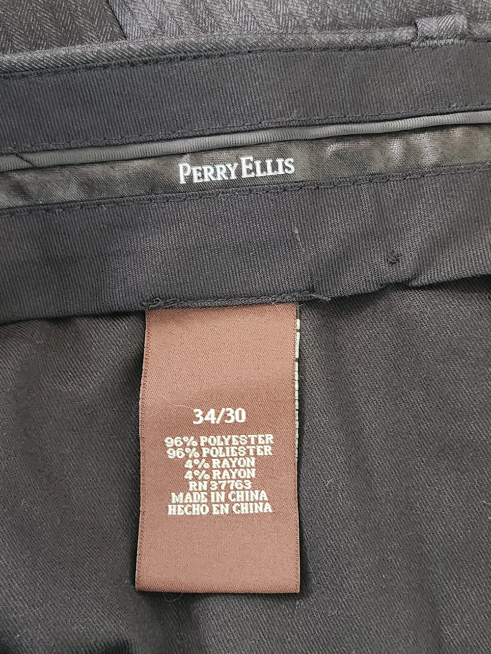 Perry Ellis Charcoal Gray Tonal Stripe Dress Pants Size 34 x 30